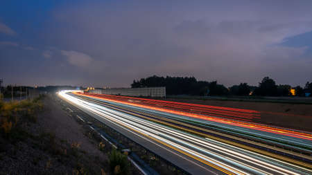 Lights of moving cars at night.の写真素材