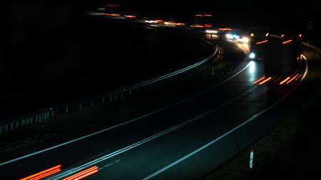lights of moving cars at night. long exposureの写真素材