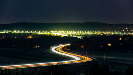 lights of cars with night. long exposureの写真素材