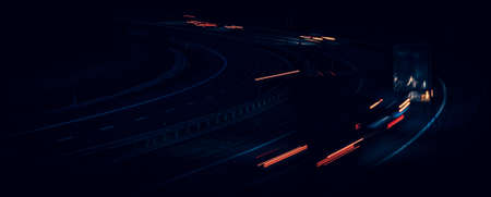 lights of moving cars at night. long exposureの写真素材