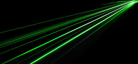 green car lights at night. long exposureの写真素材