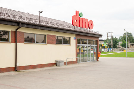 Szczyty, Poland - 07/25/2021 - The Dino chain store in the town of Szczytyのeditorial素材