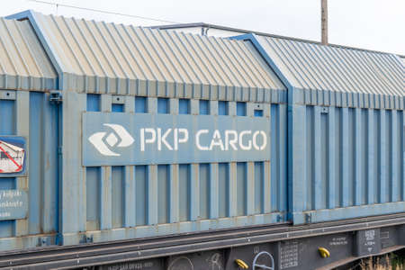 Dzialoszyn, Poland - 07.25.2021 -Railway carriages of the PKP cargo company in Dzialoszynのeditorial素材