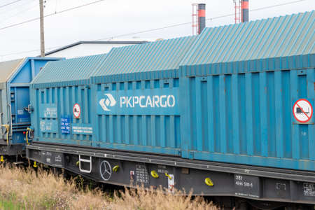 Dzialoszyn, Poland - 07.25.2021 -Railway carriages of the PKP cargo company in Dzialoszynのeditorial素材