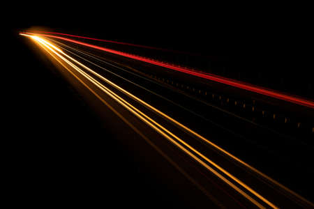 lights of moving cars at night. long exposureの写真素材