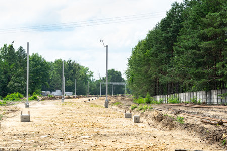 construction of a new railway line from Katowice to Pyrzowiceの写真素材