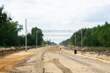 construction of a new railway line from Katowice to Pyrzowiceの写真素材