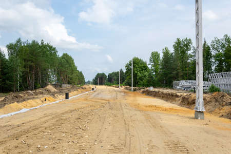 construction of a new railway line from Katowice to Pyrzowiceの写真素材