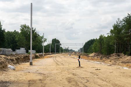 construction of a new railway line from Katowice to Pyrzowiceの写真素材
