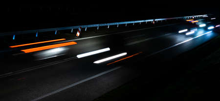 lights of moving cars at night. long exposureの写真素材