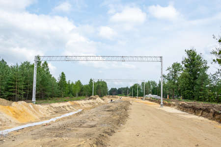 construction of a new railway line from Katowice to Pyrzowiceの写真素材