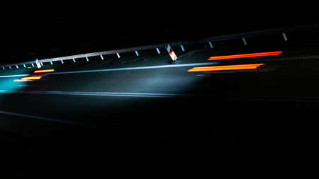 lights of moving cars at night. long exposureの写真素材