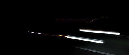 lights of moving cars at night. long exposureの写真素材