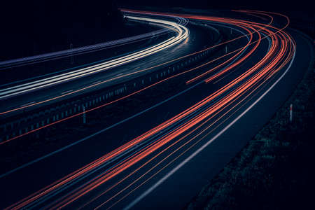 lights of moving cars at night. long exposureの写真素材
