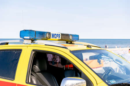 Miedzyzdroje, Poland -05.09.2021 - Wopr car on the beach in Miedzyzdrojeのeditorial素材