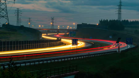 lights of cars with night. long exposureの写真素材