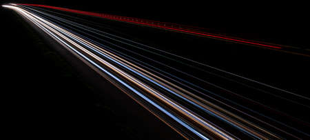 lights of moving cars at night. long exposureの写真素材