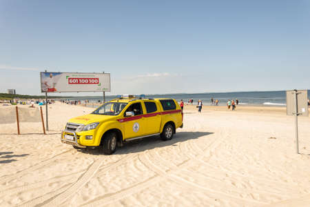 Miedzyzdroje, Poland -05.09.2021 - Wopr car on the beach in Miedzyzdrojeのeditorial素材
