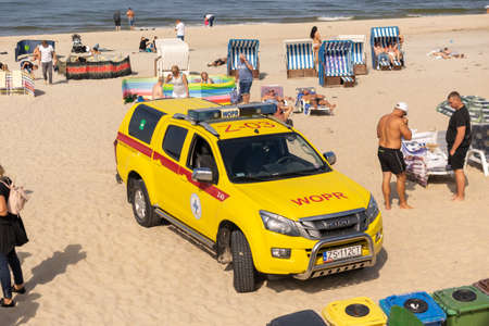 Miedzyzdroje, Poland -05.09.2021 - Wopr car on the beach in Miedzyzdrojeのeditorial素材