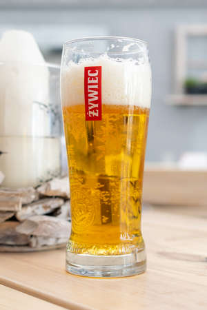 Miedzyzdroje, Poland -05.09.2021 - beer from the zywiec companyのeditorial素材