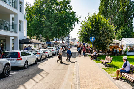MiÄdzyzdroje, Poland -05.09.2021 - main streets in Miedzyzdrojeのeditorial素材