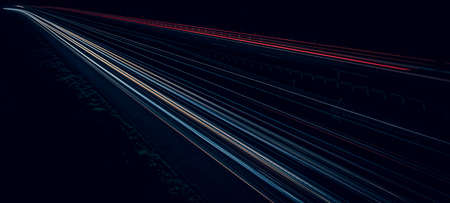 lights of moving cars at night. long exposureの写真素材