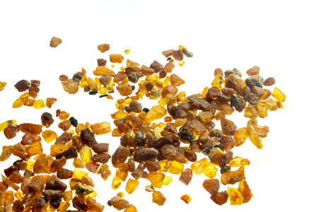 golden amber on a white isolated backgroundの写真素材