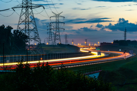 lights of cars with night. long exposureの写真素材