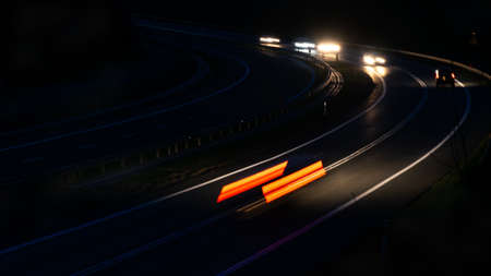 lights of moving cars at night. long exposureの写真素材