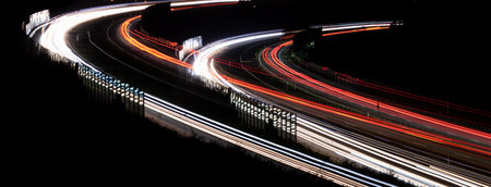 lights of cars with night. long exposureの写真素材