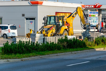 Piekary Slaskie, Poland - 02.10.2021 - cat excavator in Piekary Slaskieのeditorial素材