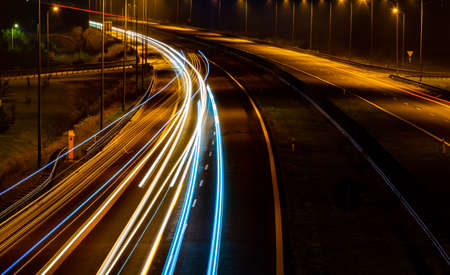 lights of cars with night. long exposureの写真素材