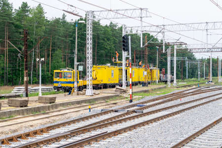 Herby, Poland - 07/25/2021 - renovation of the railway station in Herbyのeditorial素材