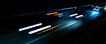 lights of moving cars at night. long exposureの写真素材