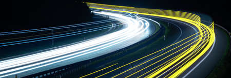 lights of moving cars at night. long exposureの写真素材