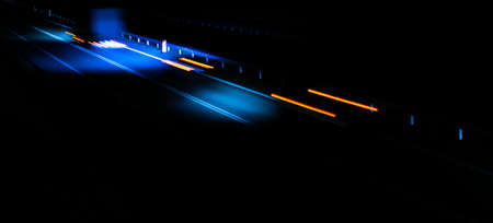lights of moving cars at night. long exposureの写真素材