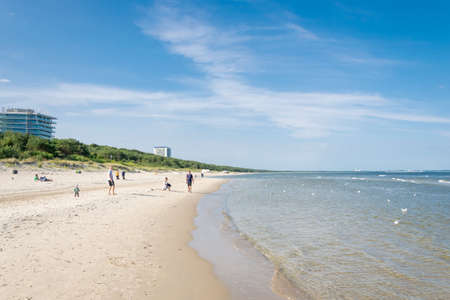 MiÄdzyzdroje, Poland -05.09.2021 - beach in Miedzyzdrojeのeditorial素材