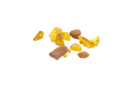 golden amber on a white isolated backgroundの写真素材
