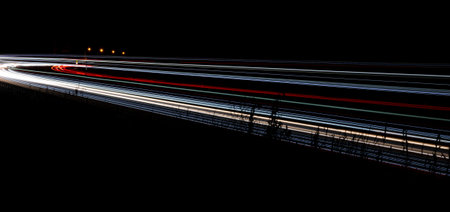 lights of cars with night. long exposureの写真素材