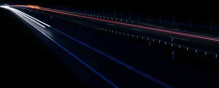 lights of moving cars at night. long exposureの写真素材