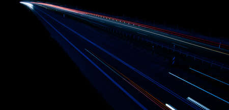 lights of moving cars at night. long exposureの写真素材