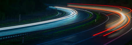 lights of moving cars at night. long exposureの写真素材