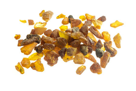 golden amber on a white isolated backgroundの写真素材