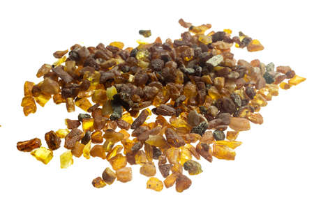 golden amber on a white isolated backgroundの写真素材