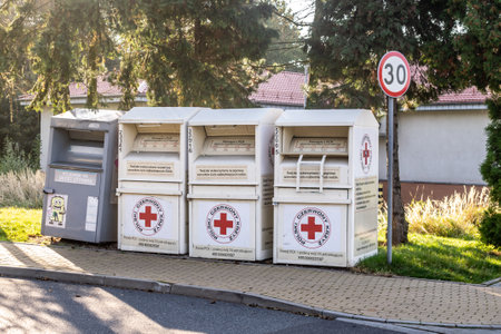 Swierklany, Poland -08.10.2021 - a container for clothes pck in Swierklanyのeditorial素材