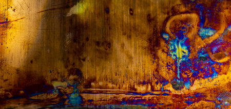 copper sheet with interesting patterns. background or texturaの写真素材