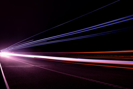 lights of cars with night. long exposureの写真素材