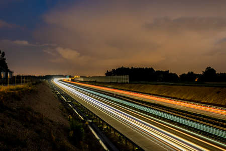 lights of cars with night. long exposureの写真素材