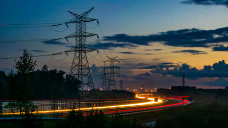 lights of cars with night. long exposureの写真素材