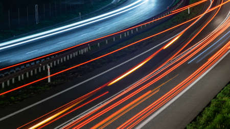 lights of moving cars at night. long exposureの写真素材